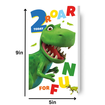 Dinosaur Roar Age 2 Birthday Card