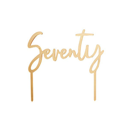 Gold 'Seventy' Acrylic Cake Topper