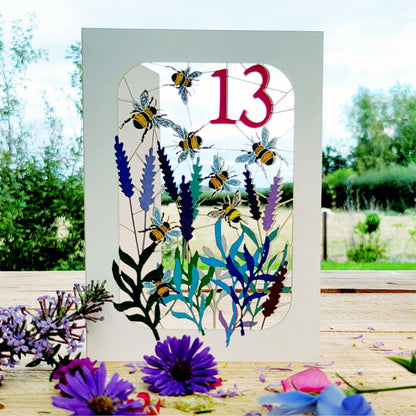 Age 13 Bee Design Birthday Card, 13TH Celebration