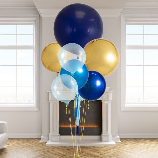 Blue Chrome Giant Latex Balloon Bouquet (Helium Filled)
