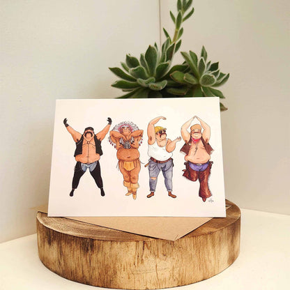 Disco dancing men, funny Birthday card, LGBTQ card,