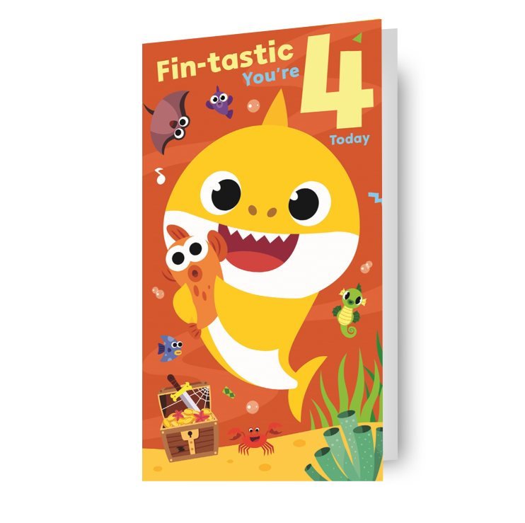 Baby Shark Age 4 Birthday Card
