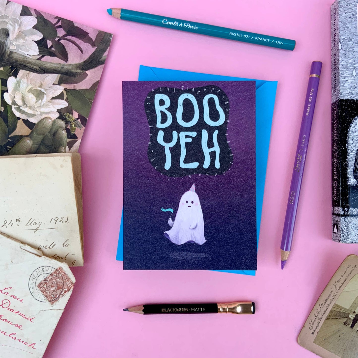 Boo Yeh - Ghost - Birthday Party Card - Cute Halloween Scary