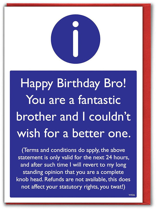 Funny Brother Birthday Card - T&C's