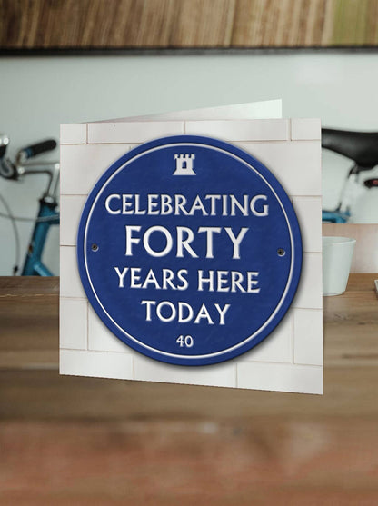 40th Birthday Milestone - Embossed Glossy Greetings Card