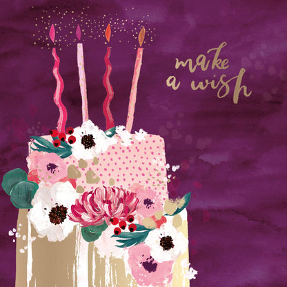 Maison Open Birthday Floral Birthday Cake Make A Wish