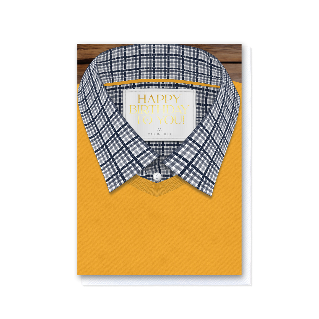 Attirely Good - Navy Gingham Mustard Jumper Happy Birthday to you