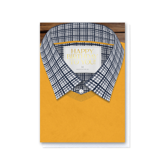 Attirely Good - Navy Gingham Mustard Jumper Happy Birthday to you