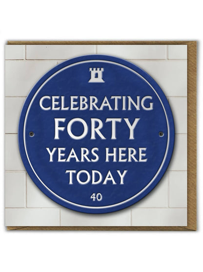 40th Birthday Milestone - Embossed Glossy Greetings Card