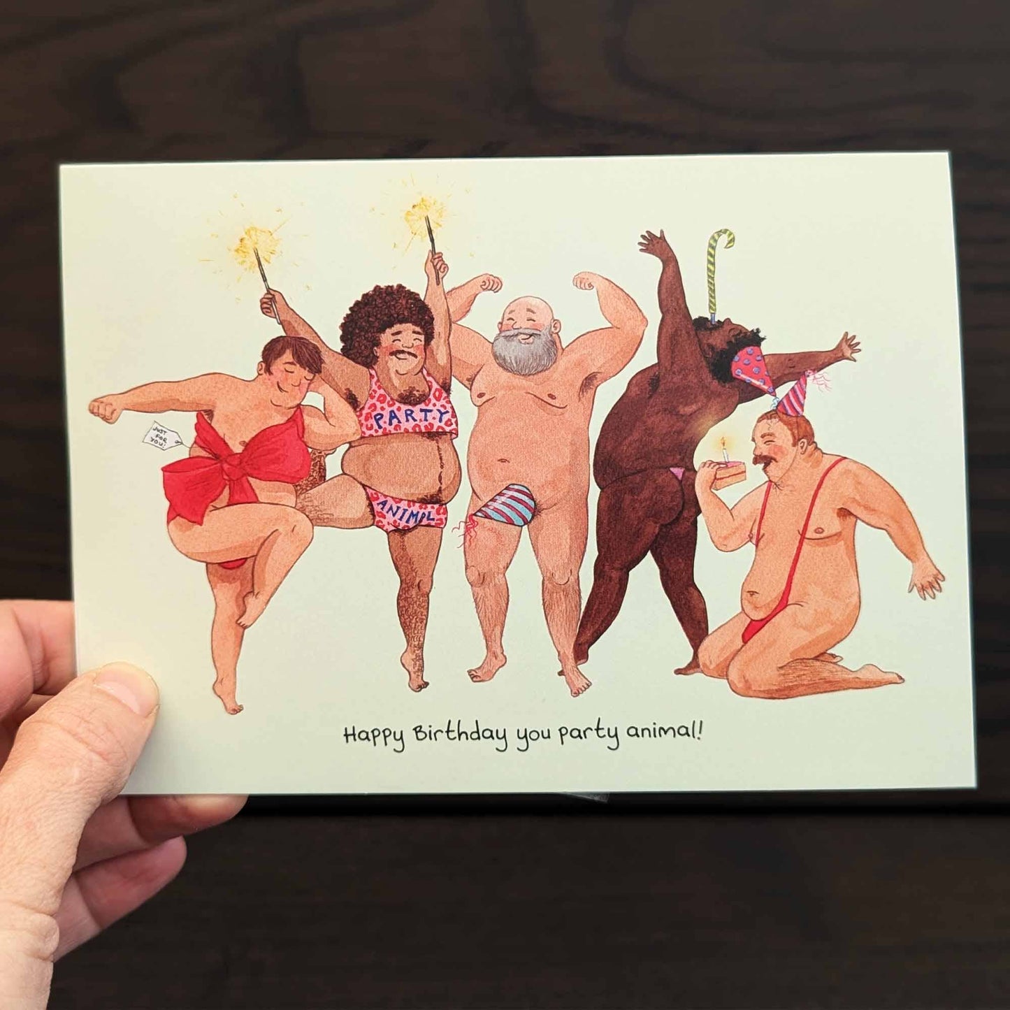 Funny Birthday men party animal card, Naughty Birthday card