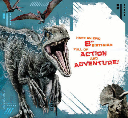 Jurassic World Age 8 Birthday Card