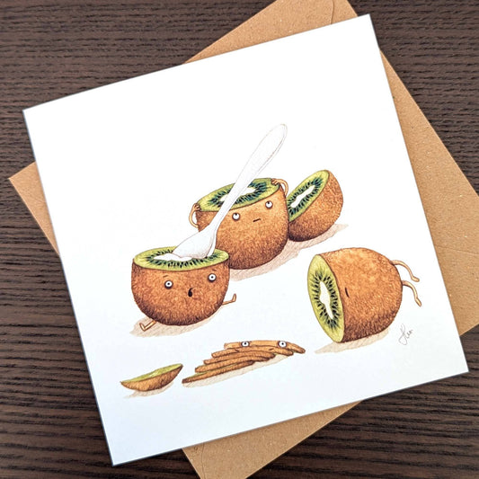 Fruity greeting card, Funny quirky Kiwis Card, Dark humour