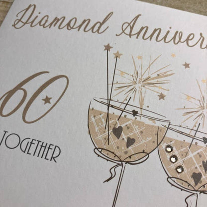 60th Diamond Anniversary Coupe Glasses with Sparklers