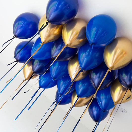 Blue Chrome Latex Ceiling Balloons (Helium Filled)