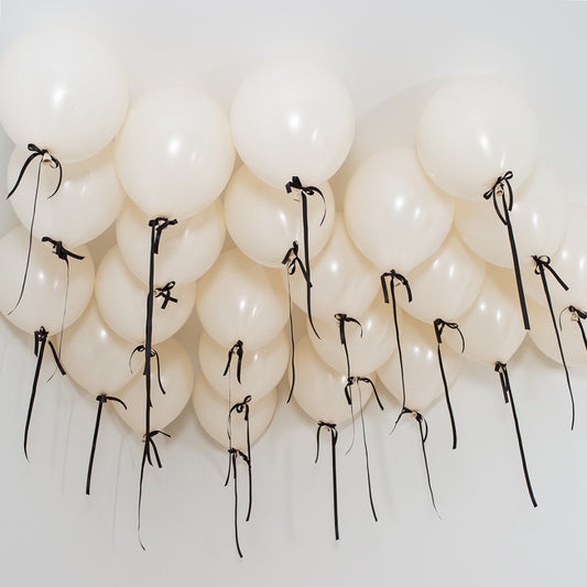 Black Ivory Bow Latex Ceiling Balloons (Helium Filled)