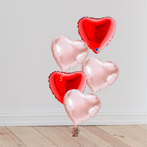 Quintet Foil Balloon Bouquet (Inflated with Helium & Weight Included)