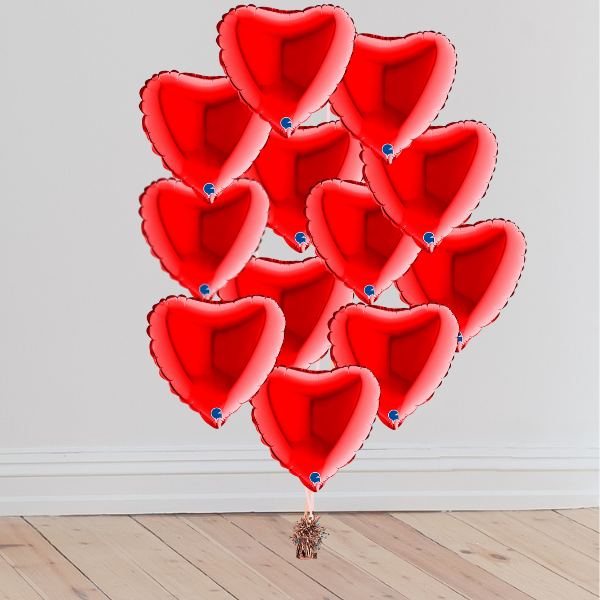 Dozen Foil Balloon Bouquet (Inflated with Helium & Weight Included)
