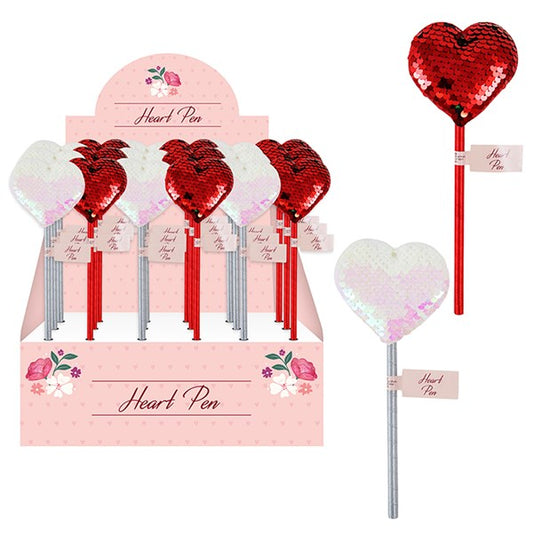 Sequin Heart Pens 2 Assorted