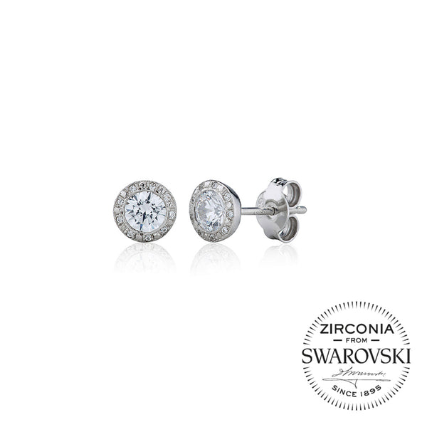 Single Stone Stud Earrings With Surround