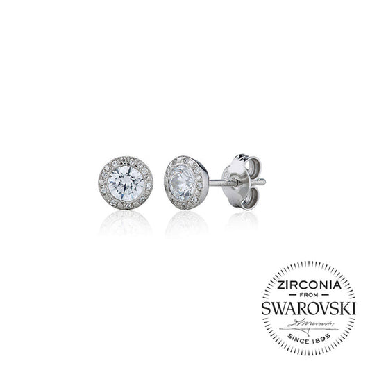 Single Stone Stud Earrings With Surround