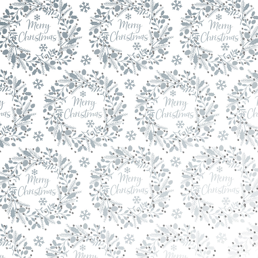 Uniqueco Bio Glitter FSCM Rollwrap 2m Luxe Silver Wreath on