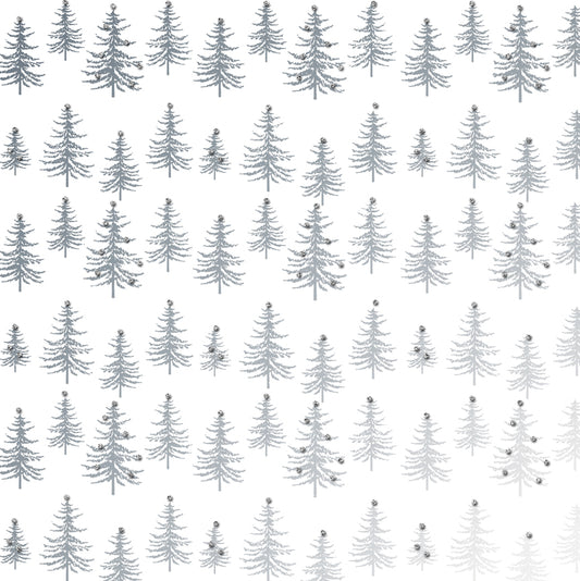 Uniqueco Bio Glitter FSCM Rollwrap 2m Luxe Silver Trees on W