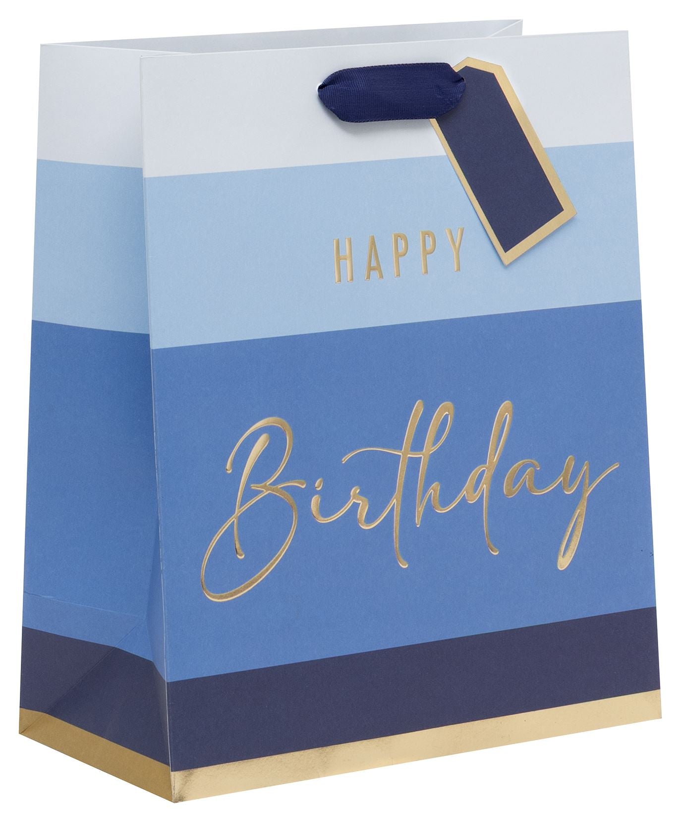 BAG LARGE HAPPY BIRTHDAY STRIPE BLUE