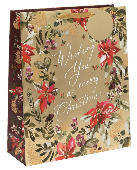 BAG SHOPPER FESTIVE FLORAL GOLD