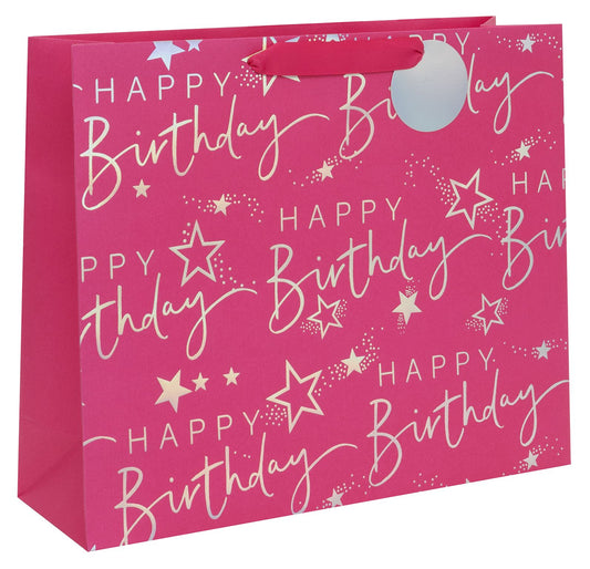 BAG LANDSCAPE SHOPPER HAPPY BIRTHDAY SCRIPT PINK