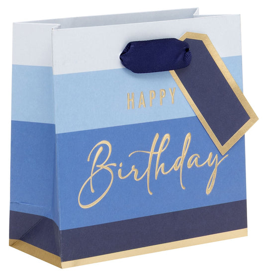BAG SMALL HAPPY BIRTHDAY STRIPE BLUE