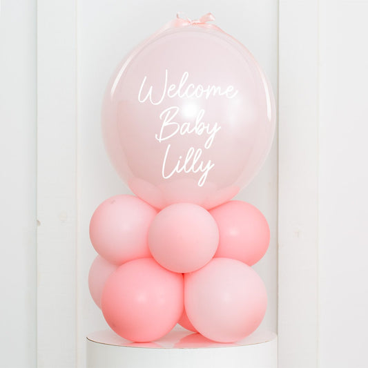 Baby Pink Latex Air Filled Personalised Bubble Stack