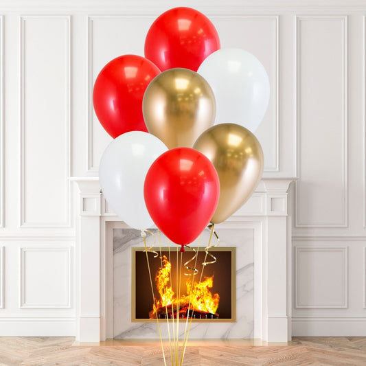 Red Party Latex Balloon Bouquet (Helium Filled)