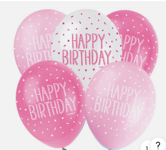 Pink Happy Birthday Mixed Prepack Latex Balloon Bouquet
