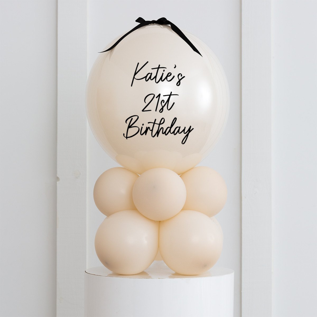 Black Ivory Bow  Latex Air Filled Personalised Bubble Stack