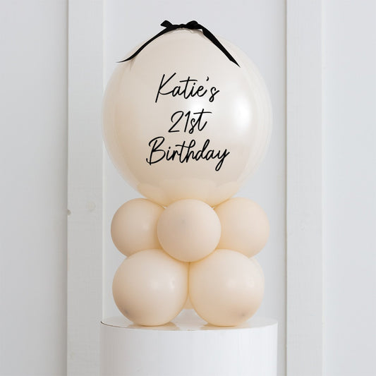 Black Ivory Bow  Latex Air Filled Personalised Bubble Stack