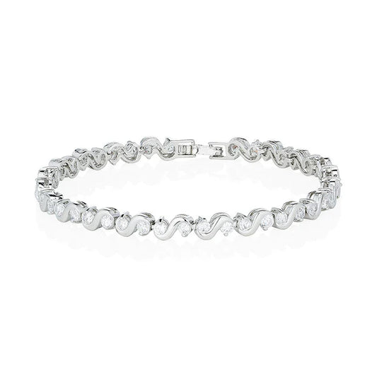 Silver Stone Set Wavy Bracelet