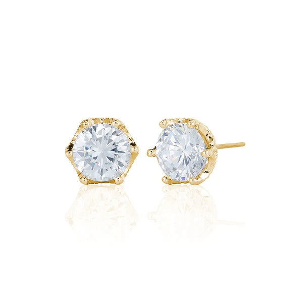 8mm Six Claw Single Stone Stud Earrings In Yellow Gold