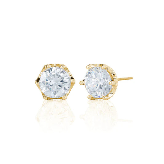 8mm Six Claw Single Stone Stud Earrings In Yellow Gold