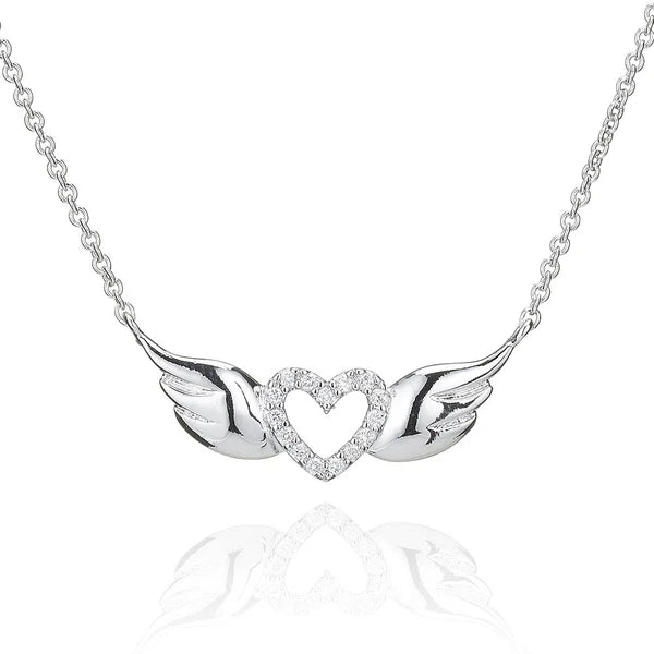 Claw Set Heart Pendant With Wings