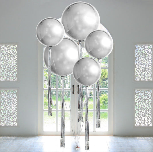 Chrome Silver Giant Latex Balloon Bouquet  With Tail (Helium Filled)