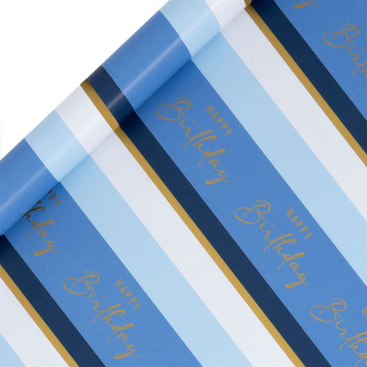 ROLL WRAP 4M BIRTHDAY STRIPE BLUE