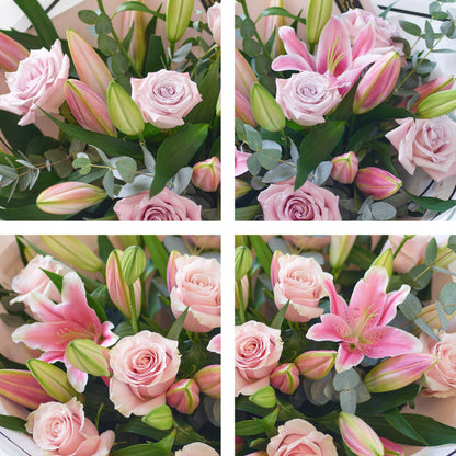 Luxury Pink Rose and Lily Bouquet