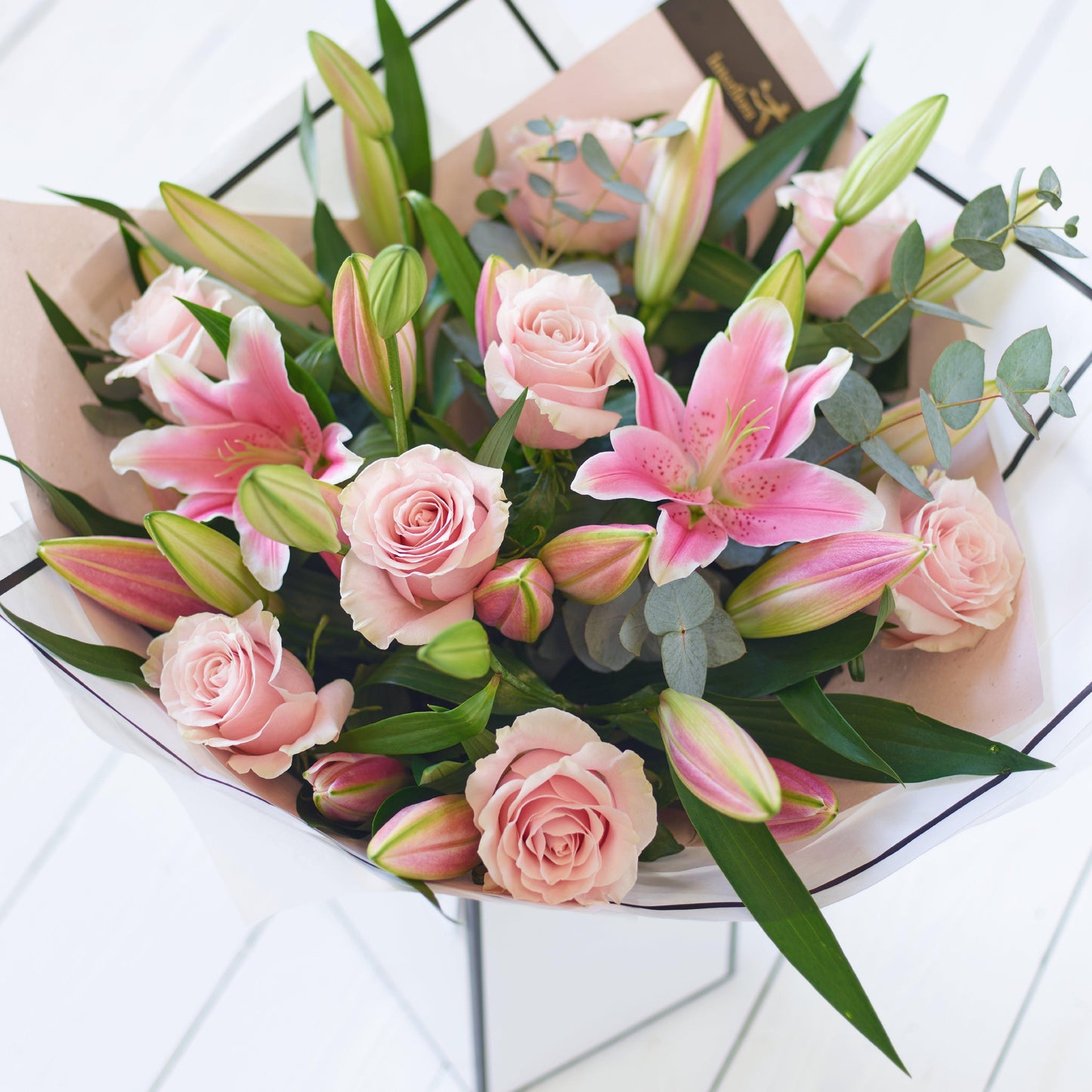Luxury Pink Rose and Lily Bouquet