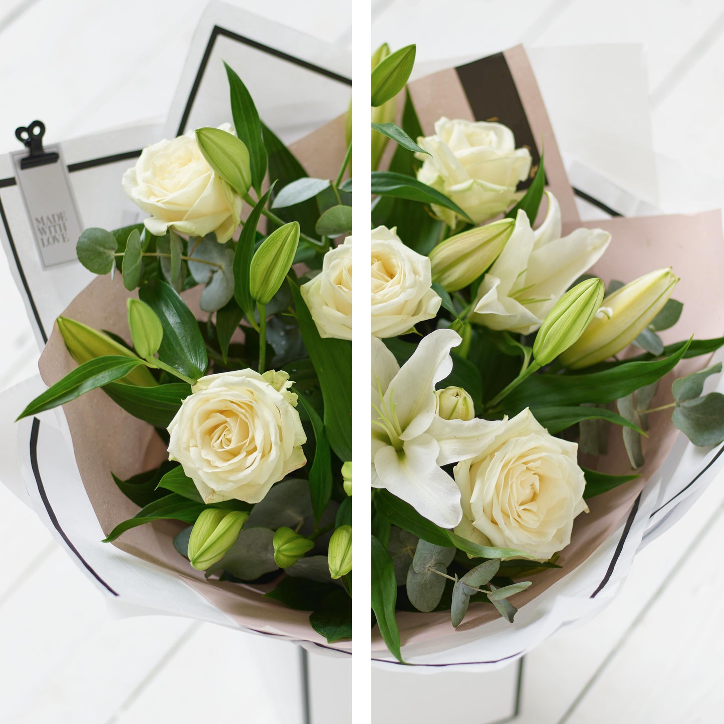 White Rose and Lily Bouquet
