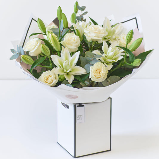 Luxury White Rose and Lily Bouquet