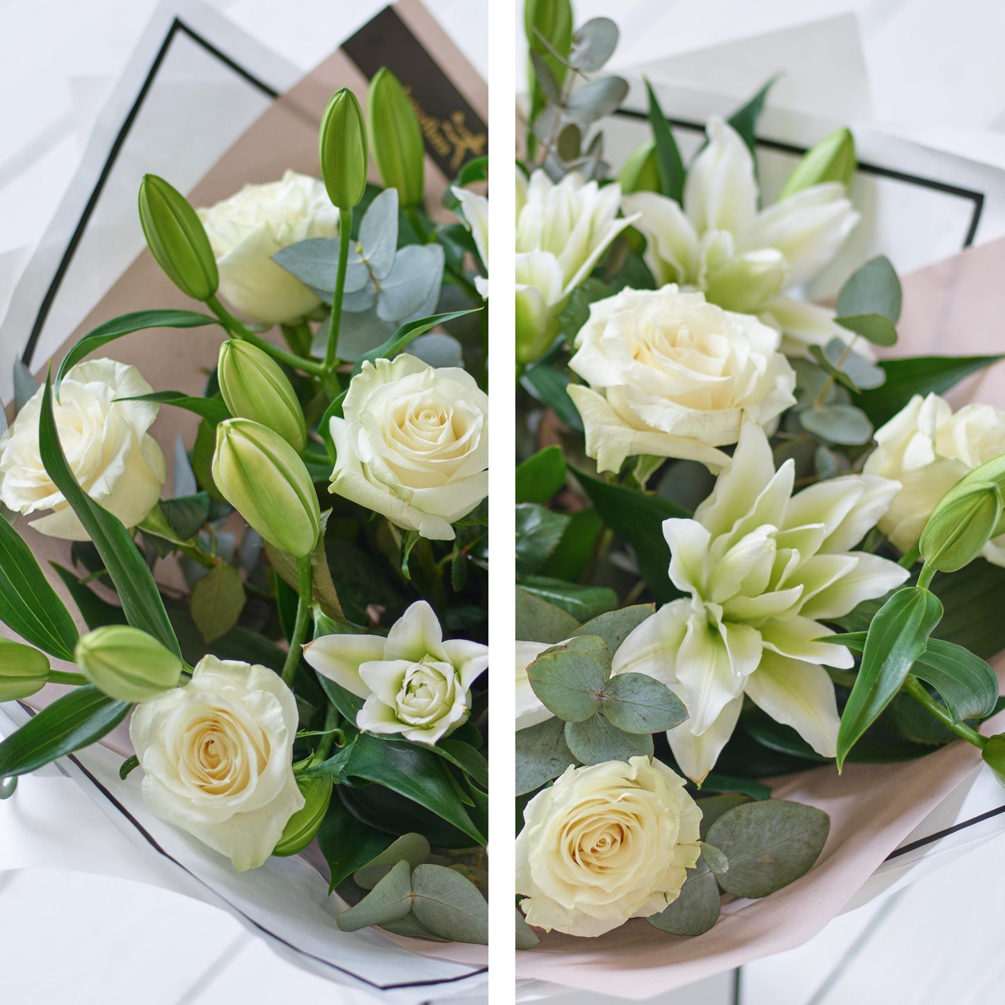 Luxury White Rose and Lily Bouquet