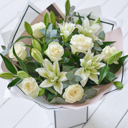 Luxury White Rose and Lily Bouquet