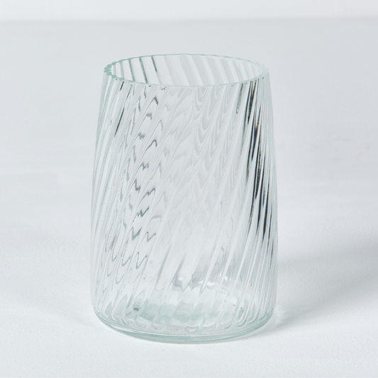 Clear Glass Vase with Ribbed Pattern