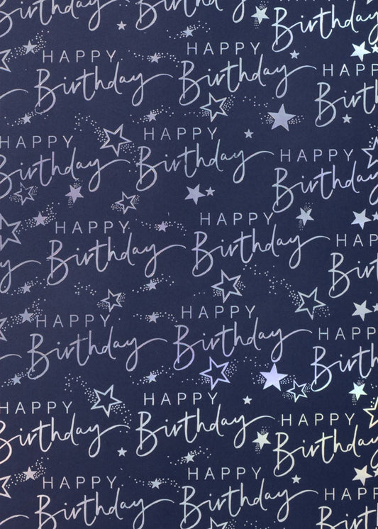 FLAT WRAP HAPPY BIRTHDAY SCRIPT BLUE