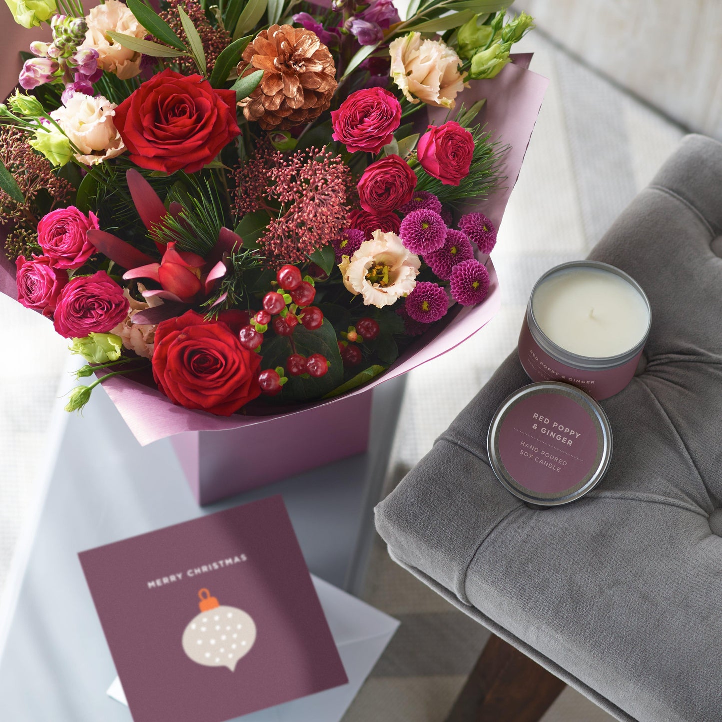 Opulent Classic Christmas Gift Box, Candle & Card